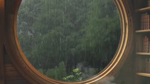 The soothing melody of raindrops creates a tranquil ambiance.