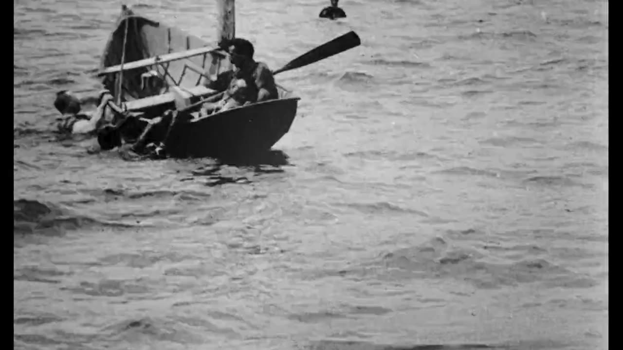 Life Rescue At Long Branch, Atlantic City, New Jersey (1901 Original Black & White Film)