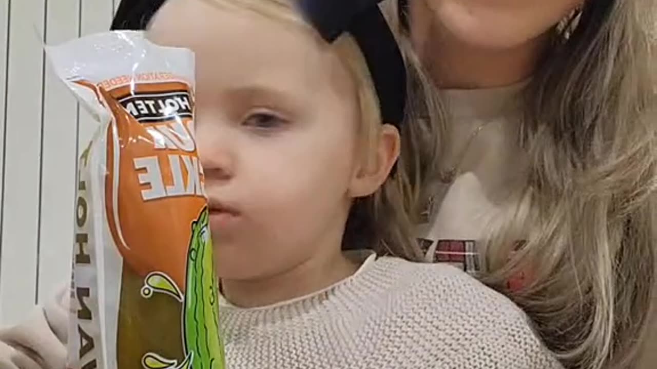 1 Year Old Tries Giant Pickle