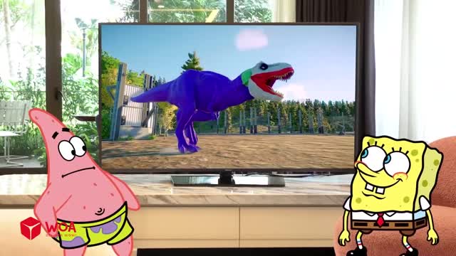 RUN !! Spongebob Escape From T-Rex Dinosaurs Fight _ Dinosaurs Battle _ Jurassic World Evolution