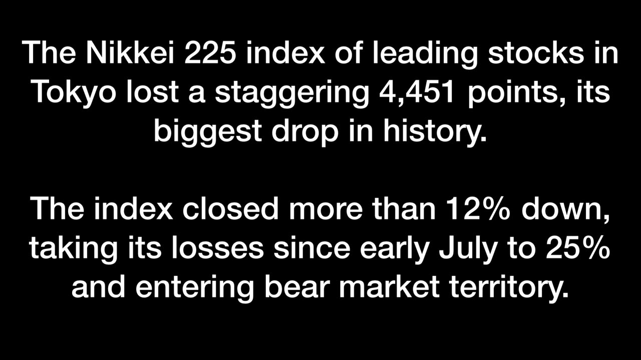 Japan's stock market crashes, in biggest one-day drop EVER.