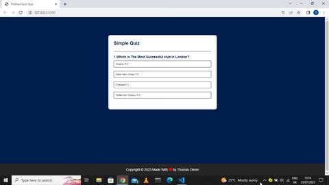 Quiz App-London Football Clubs Using HTML,CSS&Javascript.