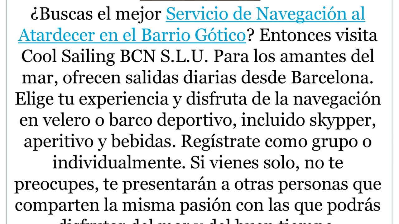 Consigue el mejor Servicio de Navegación al Atardecer en el Barrio Gótico