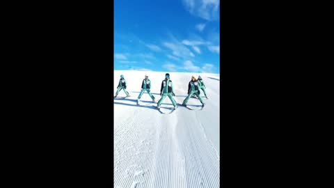 Skiers show off humorous dance choreography