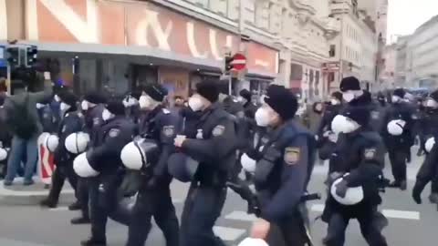 Police in Vienna siding with the protesters...