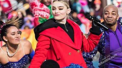 Meg Donnelly Red Wool Coat | 100th Thanksgiving Day