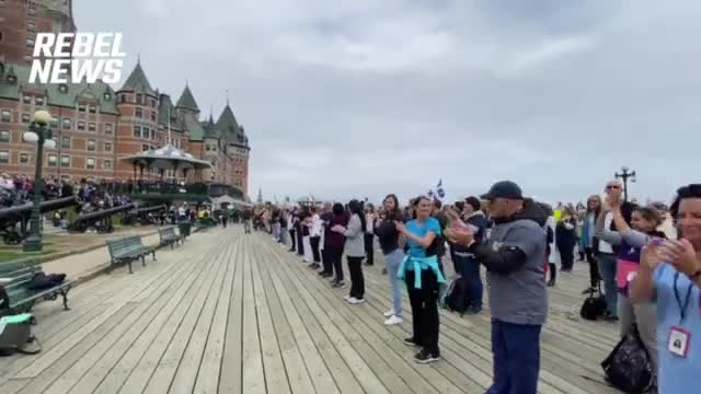 FRONTLINE WORKERS PROTEST THE QUEBEC GOVTS VACCINE MANDATE IN QUEBEC CITY