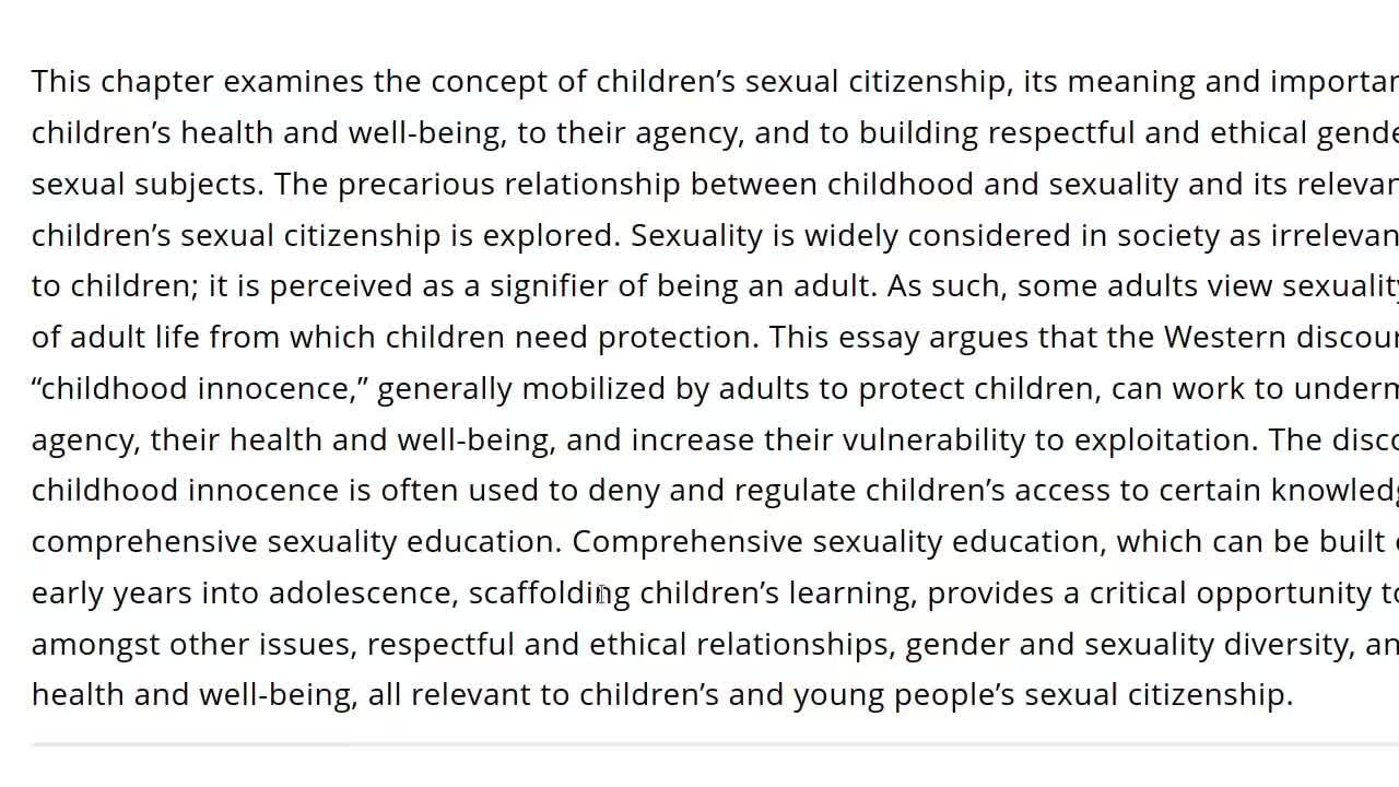 Children's "Sexual Citizenship"