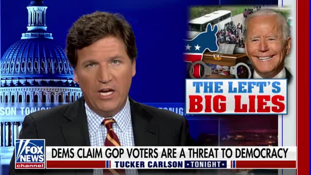 Tucker Carlson slams Democrat over their rhetoric on the end of democracy.