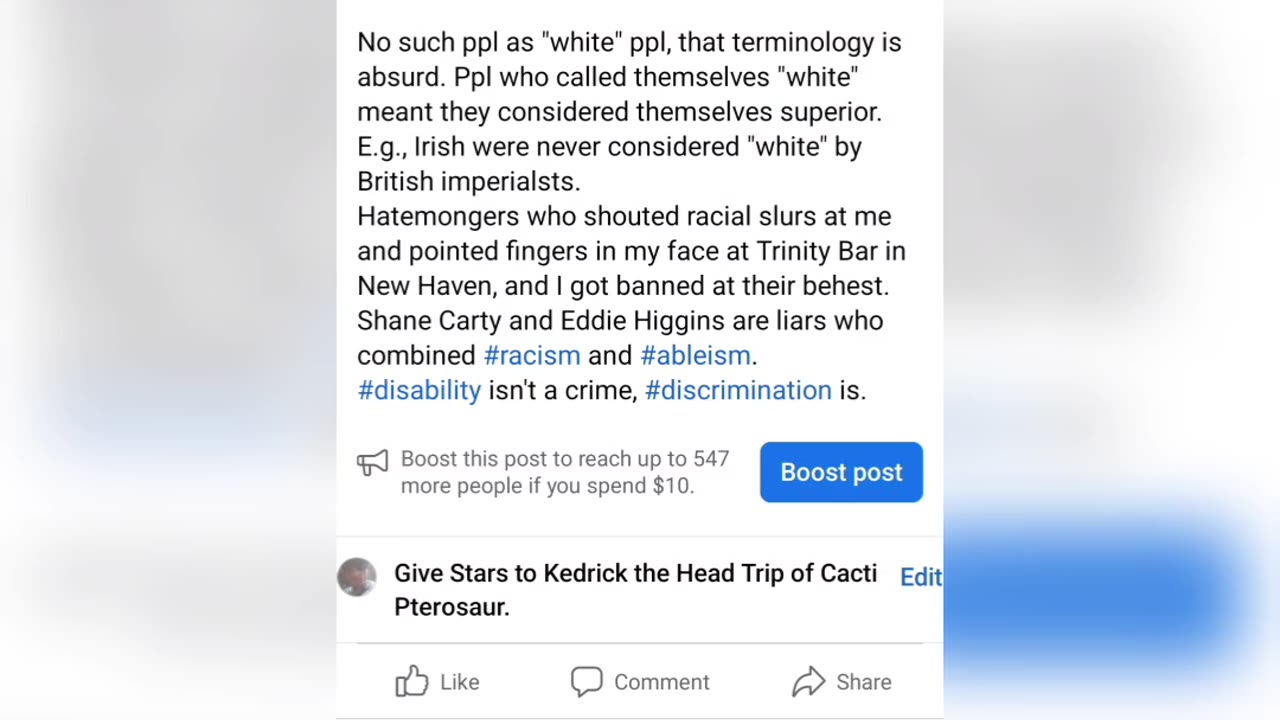 Ableism and Racism combined at Trinity Bar in New Haven, CT