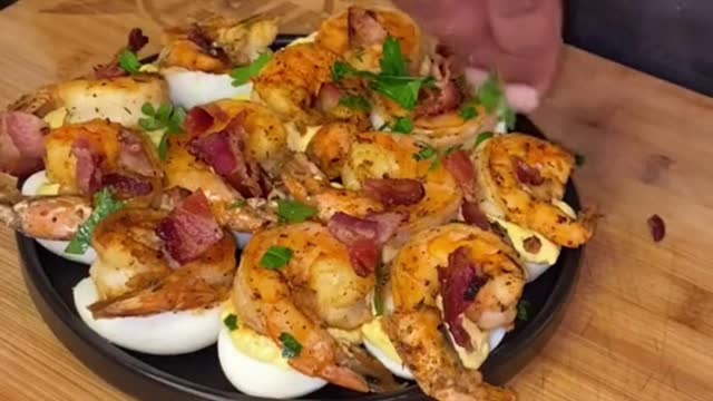 Cajun Shrimp and Bacon Deviled Eggs With Recipe