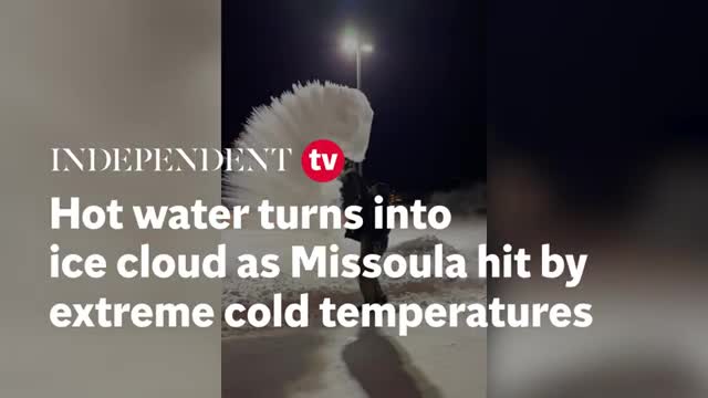 Hot water turns into mesmerising ice cloud as Missoula hit by extreme cold weath