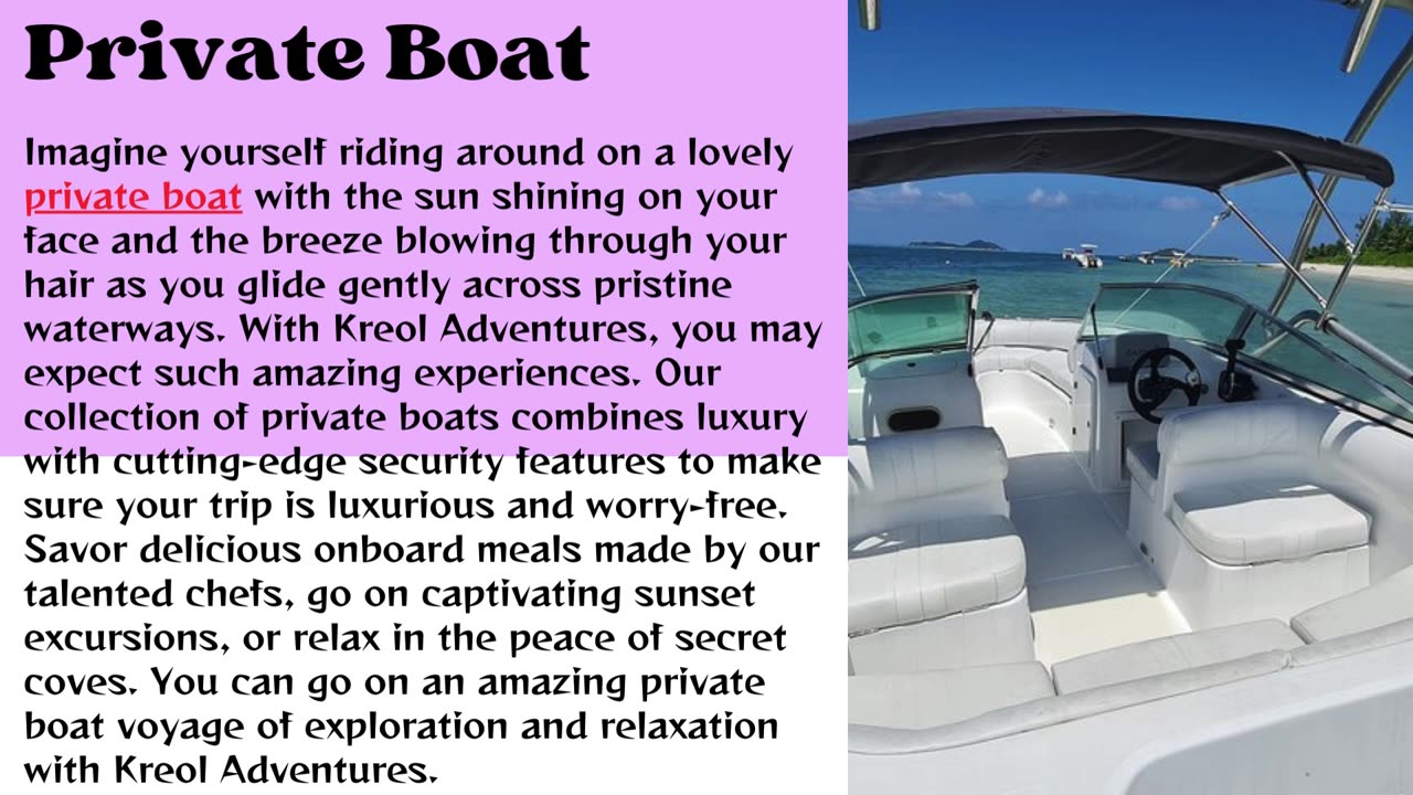 Best Private Boat | Kreol Adventures