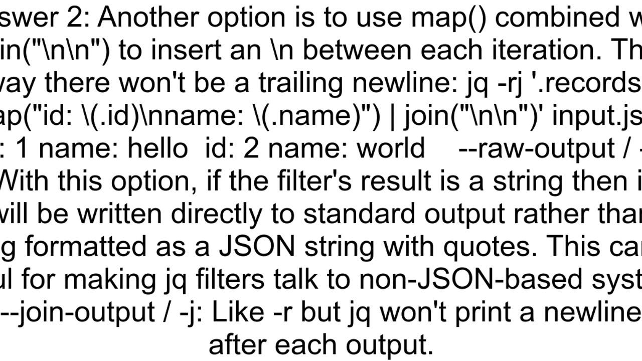 jq print newlines while processing rows from an array