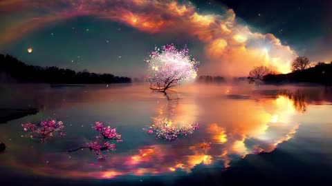 Peaceful tree in the lake
