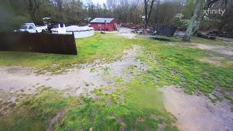 Winds Cause Trampoline to Take Flight