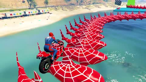 GTA V New Epic Parkour Race For Car Racing Challenge by Cars and Motorcycle, Founded Spider Shark5