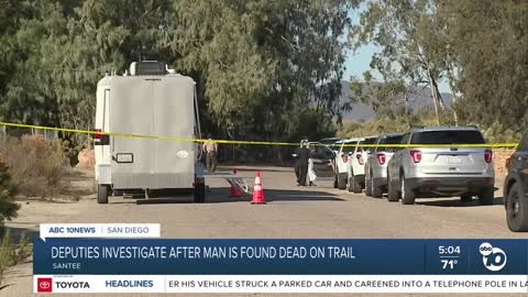 Deputies investigating death of a man found face down on a dirt trail in Santee