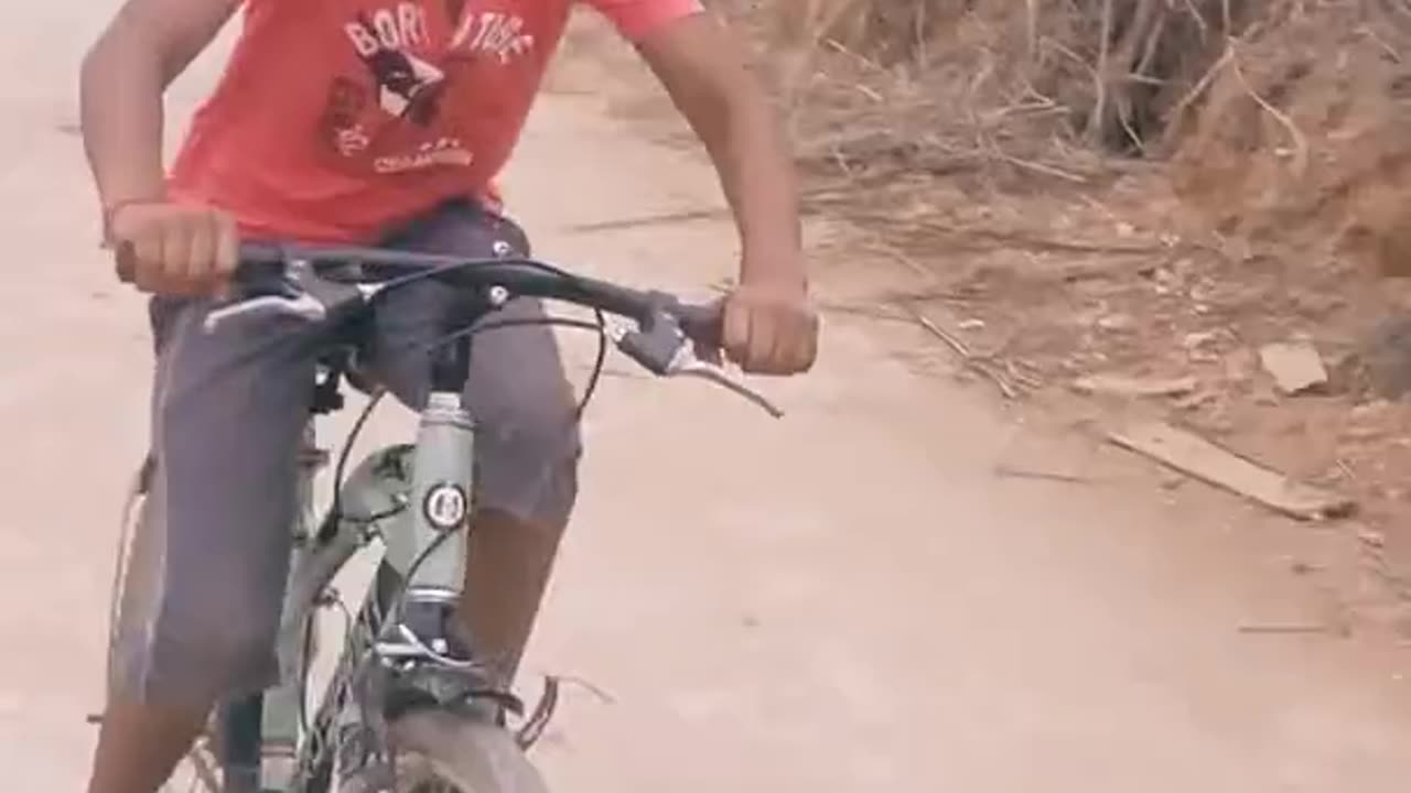 Bicycle stunt by a young boy...