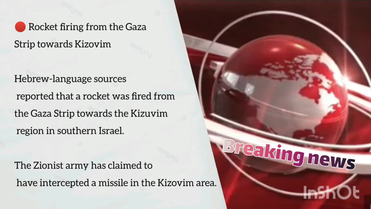 🔴 Rocket firing from the Gaza Strip towards Kizovim