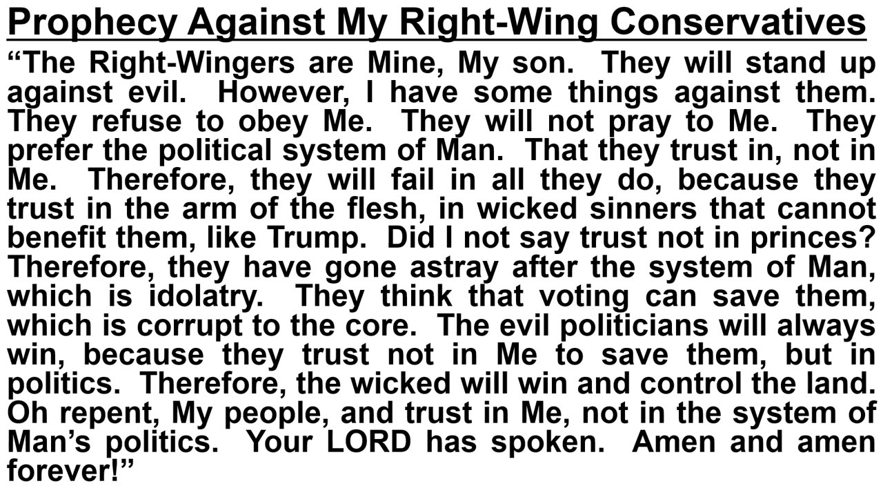Prophecy Against My Right-Wing Conservatives
