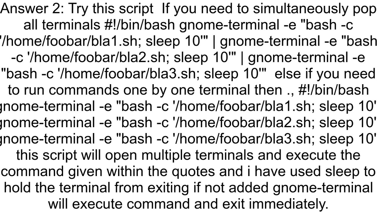 Linux Gnome Start multiple terminals and execute a command in each one