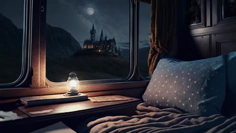 Sleeping On The Hogwarts Express | 7 Hours Of Ambience | Rainy Night At Hogwarts