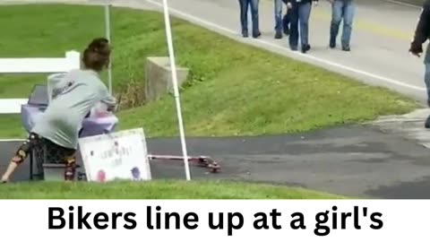 Bikers line up for lemonade. ❤️‍🔥 Touching.