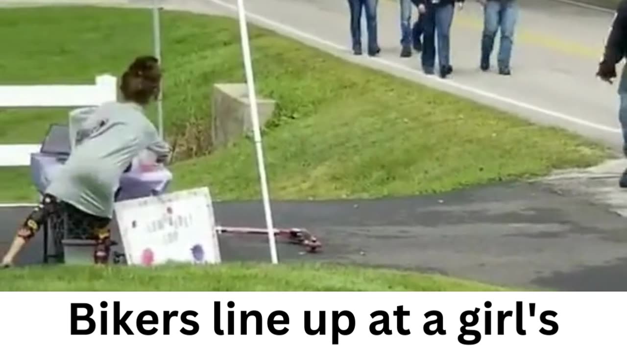 Bikers line up for lemonade. ❤️‍🔥 Touching.