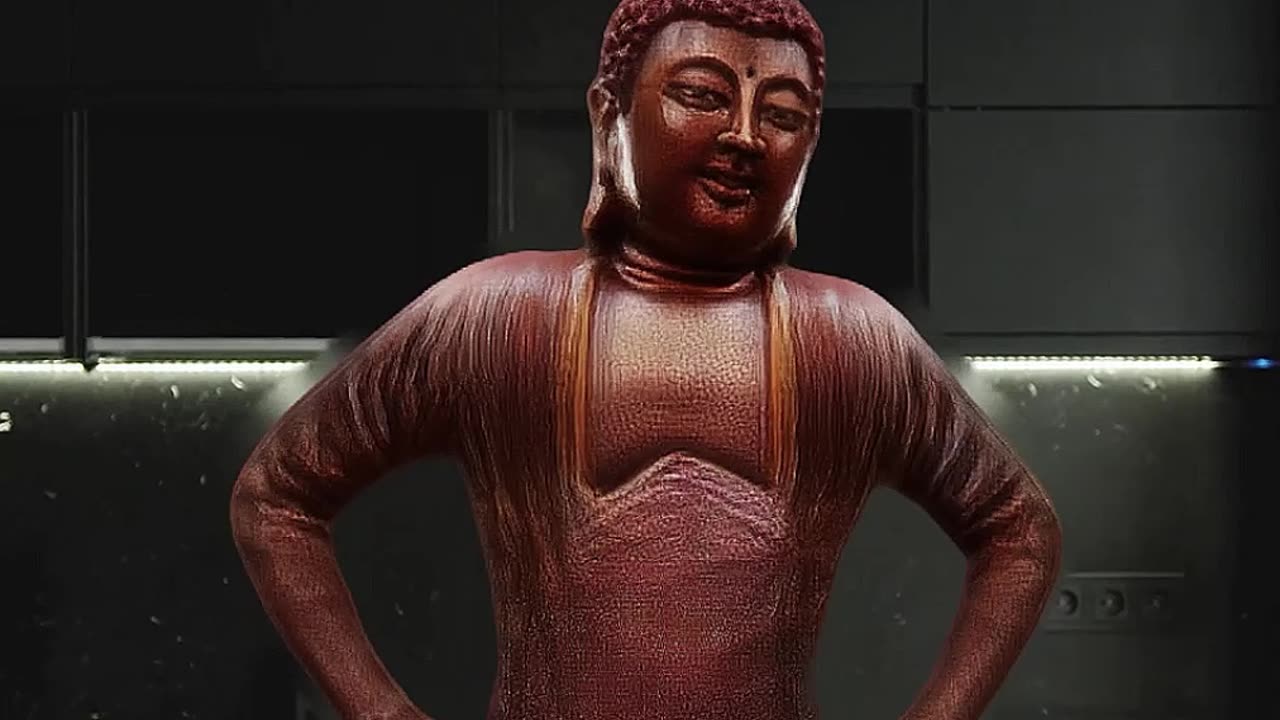 Buddha is cooking. (AI parody)