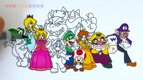 How to Draw Super Mario Characters | Drawing Coloring Pages Videos for Kids