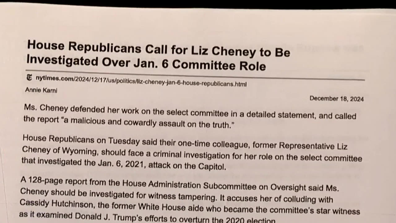 Liz Cheney caught witness tampering