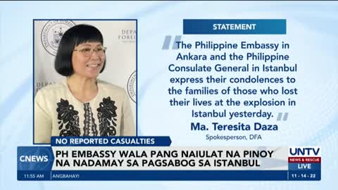 Wala pang ulat na may nadamay na Pinoy sa pagsabog sa Istanbul, Turkey – PH Embassy