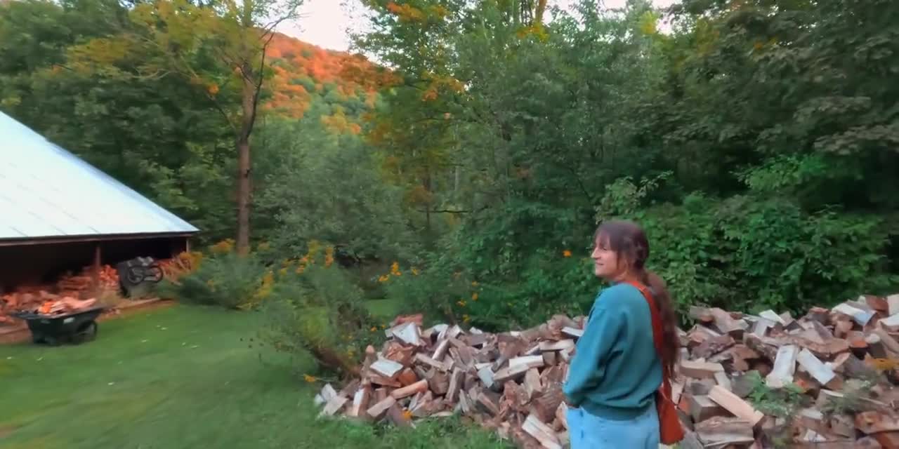First Day of Fall 🍂 Autumn Overnight at Off Grid Riverside Cabin 🍁 Fall Foliage Adventures-12