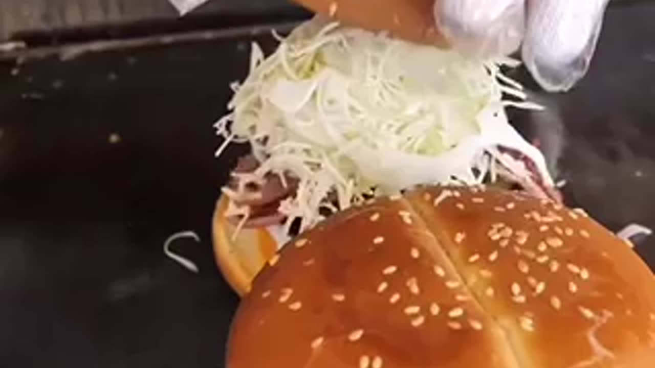 Korean Street Food | burger with lots of toppings