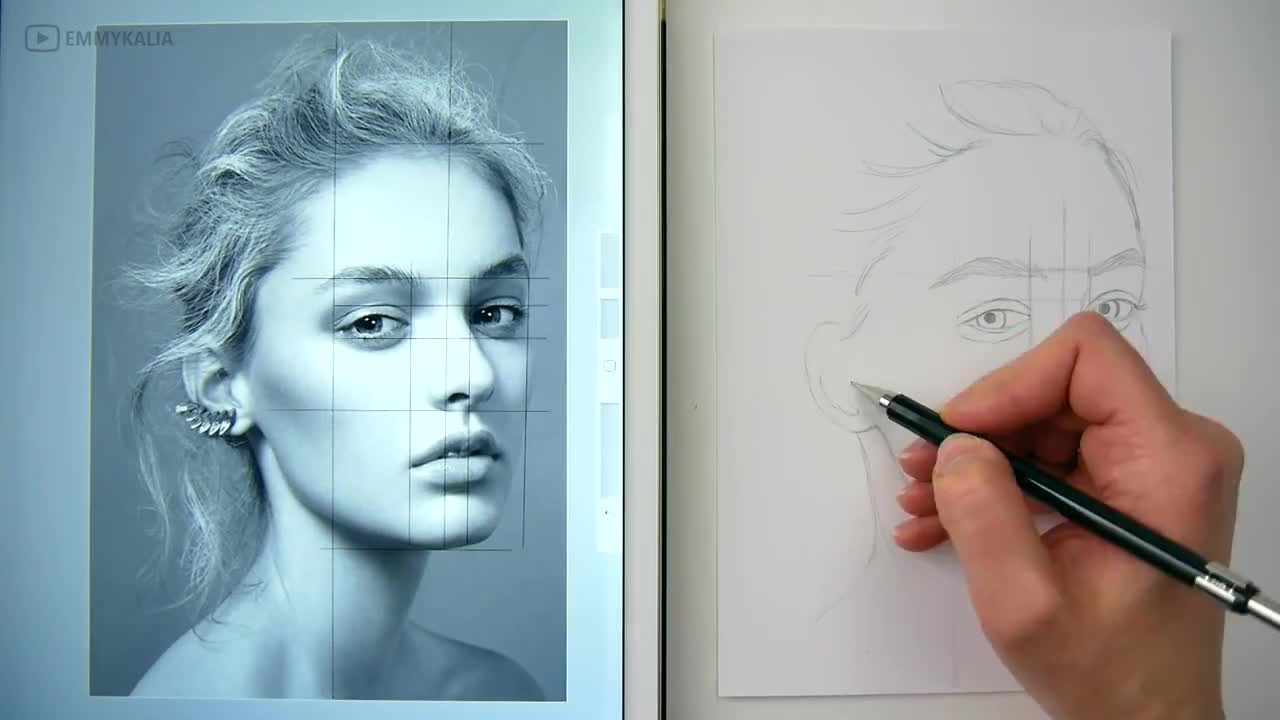 How to draw a face for beginners from sketch to finish | Emmy Kalia