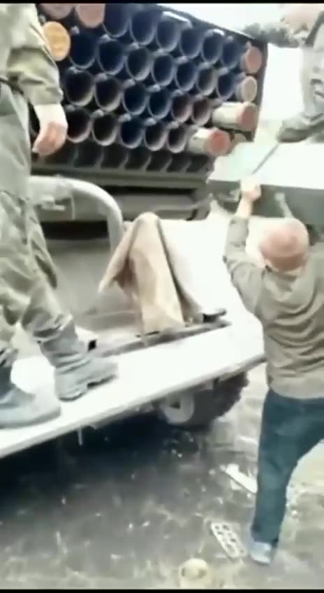 Ruzzian Clowns reload the Grad Rocket Artillery