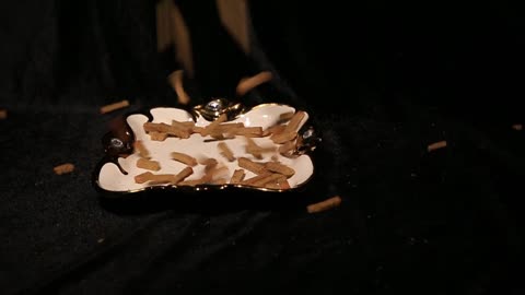 crackers 3 crusts of drying snacks for beer are thrown into a plate white on a black background 1