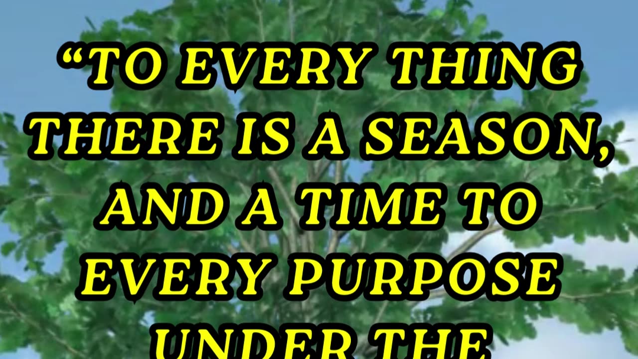 To every thing there is a season, and a time to every purpose under the heaven