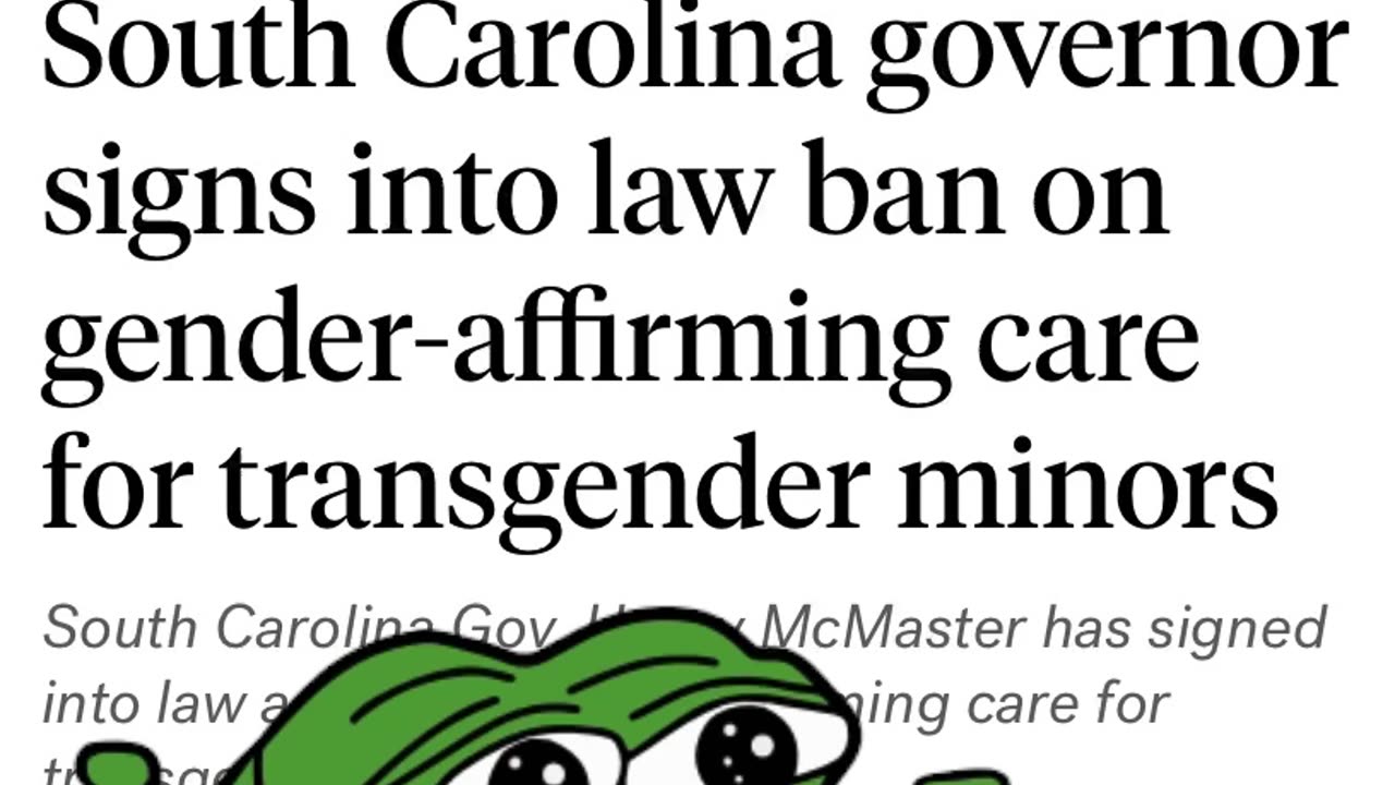 South Carolina Banned Child Sterilization and Mutilation aka “Gender Affirming Care!”