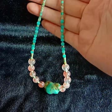 Natural turquoise faceted garnet beads with orange spiny oyster sakura onyx pendant choker Colorful