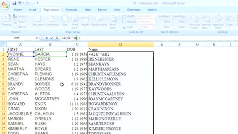 `Microsoft Excel - How To Merge First Last Name and Change Case