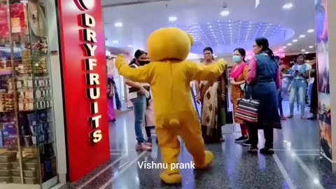 Mall Prank Part 2. Funny taddy bear 🐻🐻 follow me please 🙏🙏 funny clips 😅😂