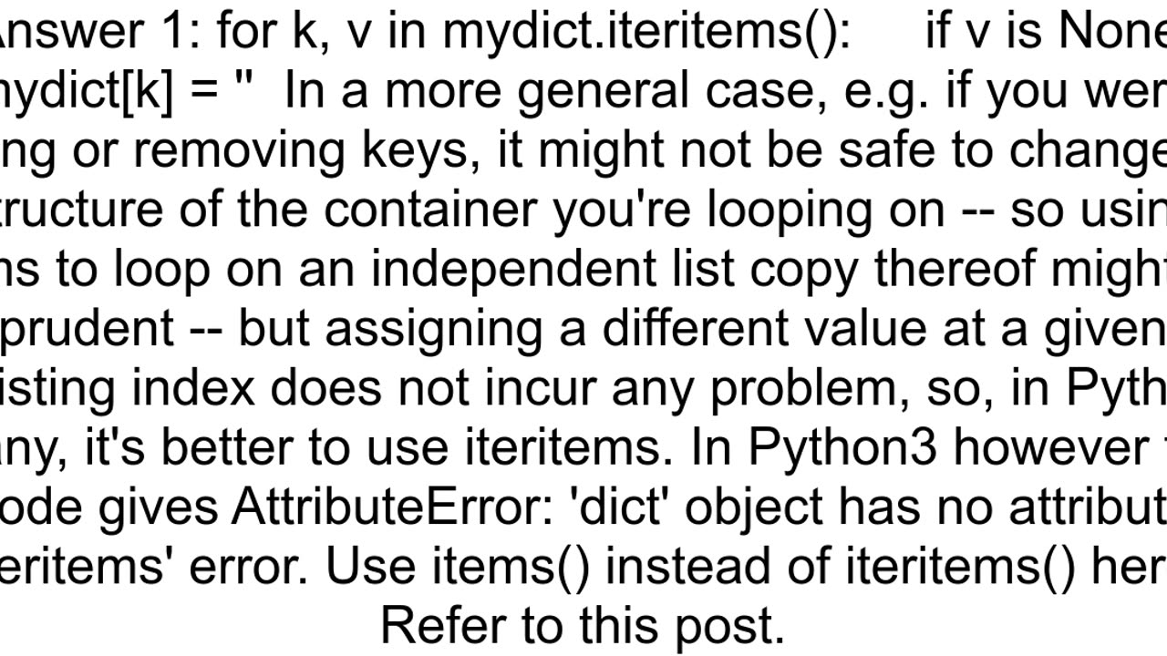 In Python how do I loop through the dictionary and change the value if it equals something