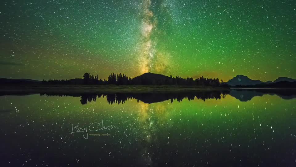 Starry reflection of Grand Teton National Park