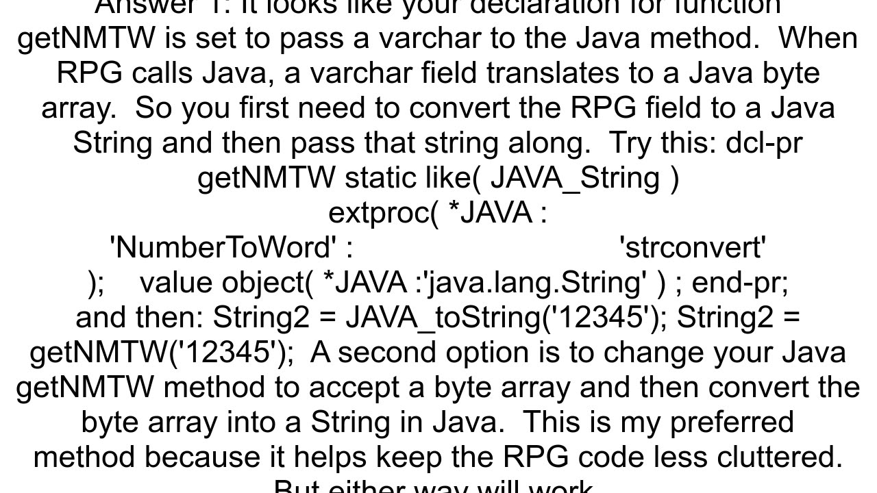 Call java method from RPGLE as400