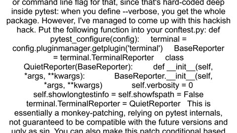 How can I show verbose pytest diffs without verbose test progress