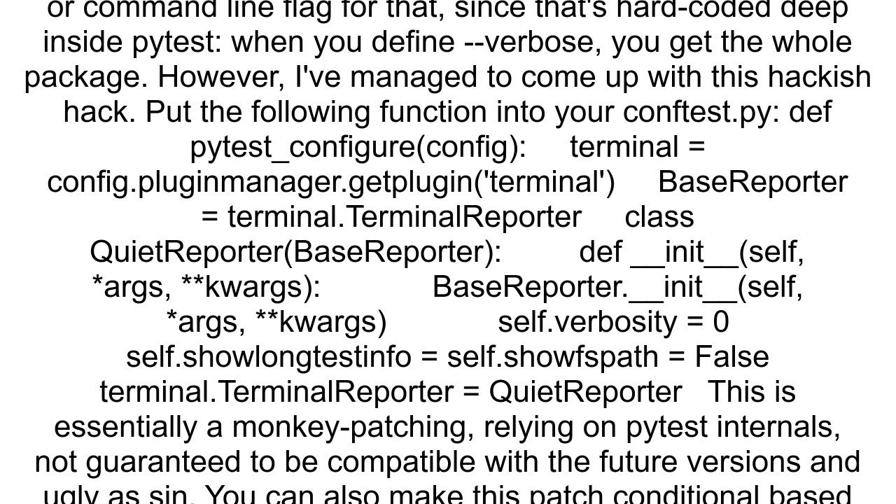 How can I show verbose pytest diffs without verbose test progress