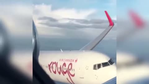 A scene approaching another plane in the sky