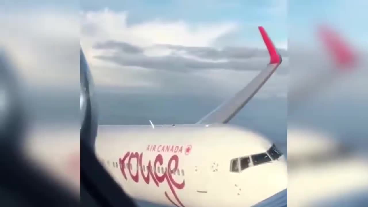 A scene approaching another plane in the sky